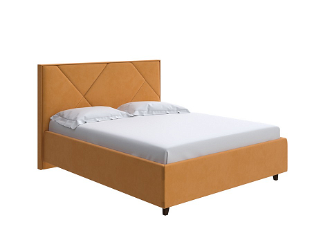 Синяя кровать Tessera Grand - Мягкая кровать с высоким изголовьем и стильными ножками из массива бука
