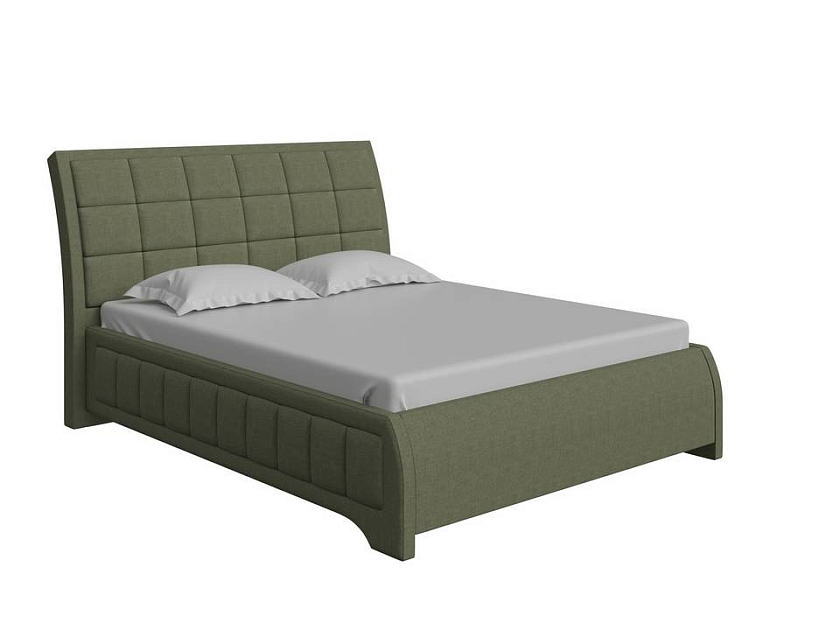 Кровать Foros 160x190 Ткань: Рогожка Тетра Яблоко - Кровать необычной формы в стиле арт-деко.