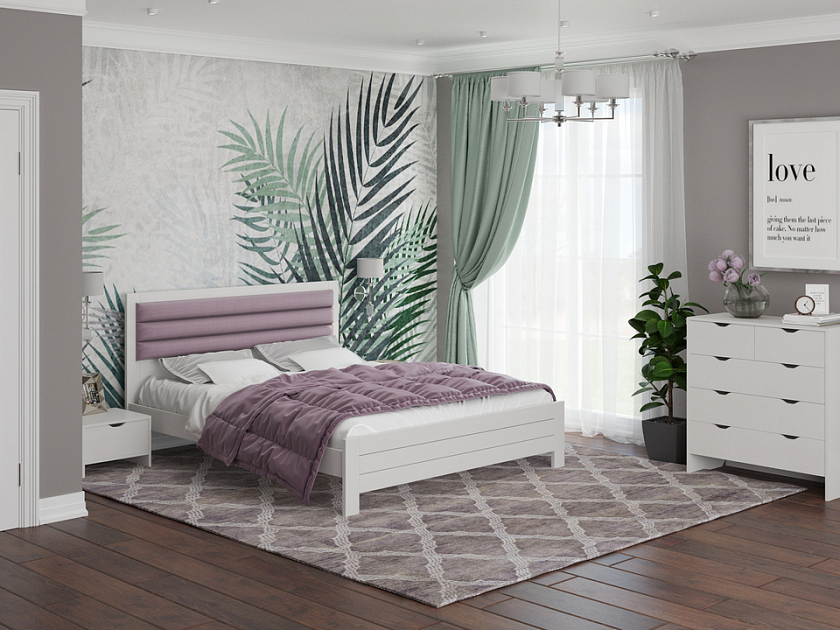 Кровать Prima 90x190 Ткань/Массив Тетра Имбирь/Антик (сосна) - Кровать в универсальном дизайне из массива сосны.