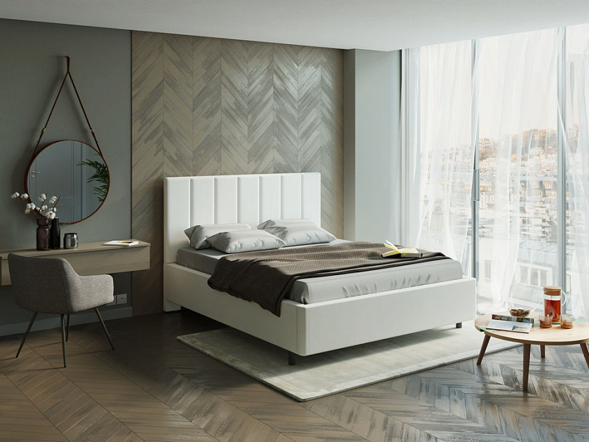 Кровать Oktava 160x200 Ткань: Флок Бентлей Серый космос - Кровать в лаконичном дизайне в обивке из мебельной ткани или экокожи.