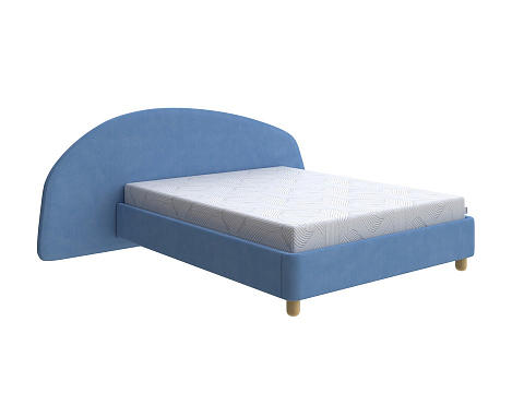 Синяя кровать Sten Bro Left - Мягкая кровать с округлым изголовьем на левую сторону