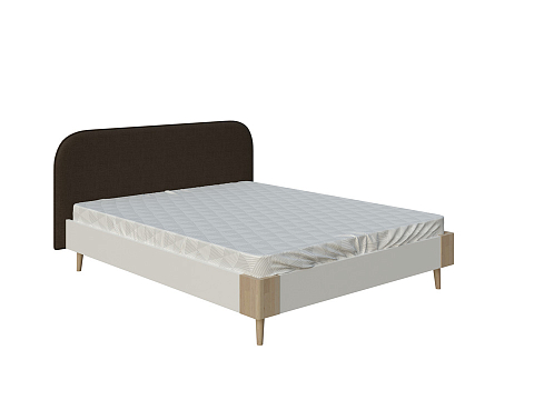 Розовая кровать Lagom Plane Chips - Оригинальная кровать без встроенного основания из ЛДСП с мягкими элементами.