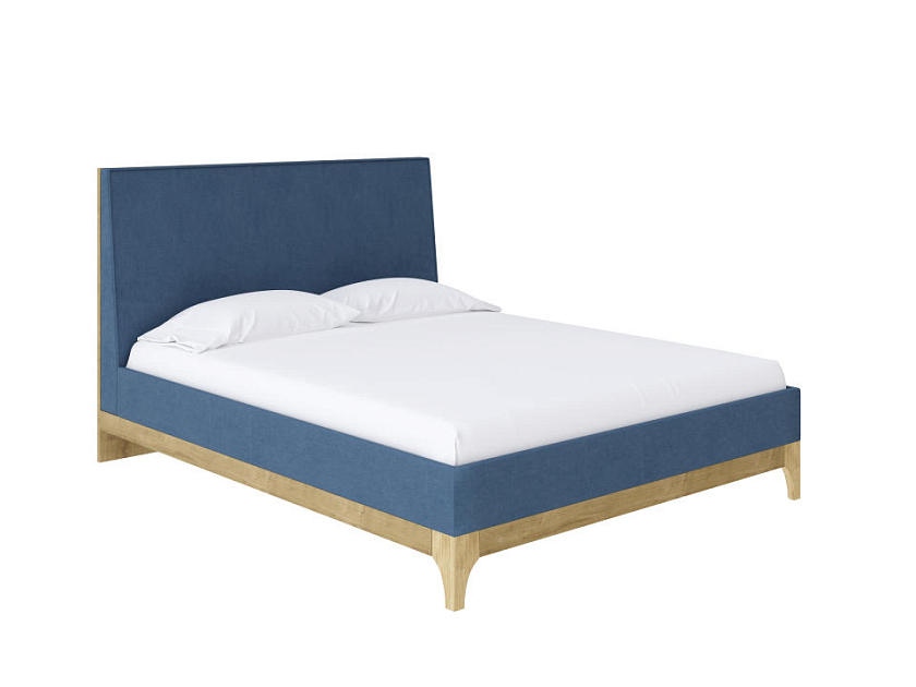 Кровать Odda 140x190 ЛДСП+ткань Бунратти/Тетра Голубой - Мягкая кровать из ЛДСП в скандинавском стиле