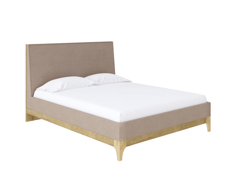Кровать Odda 200x200 ЛДСП+ткань Бунратти/Тетра Брауни - Мягкая кровать из ЛДСП в скандинавском стиле