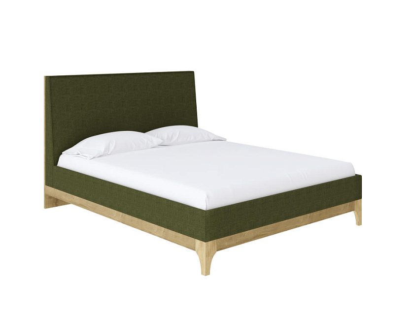 Кровать Odda 160x200 ЛДСП+ткань Бунратти/Лама Авокадо - Мягкая кровать из ЛДСП в скандинавском стиле