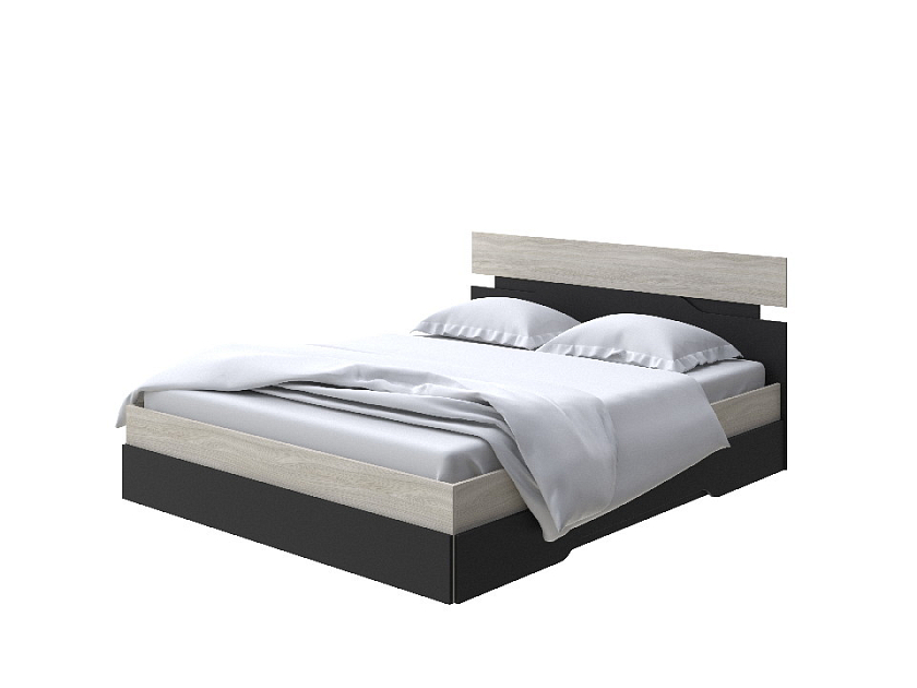 Кровать Milton 80x190 ЛДСП Ясень Шимо Светлый/Черный - Современная кровать с оригинальным изголовьем.