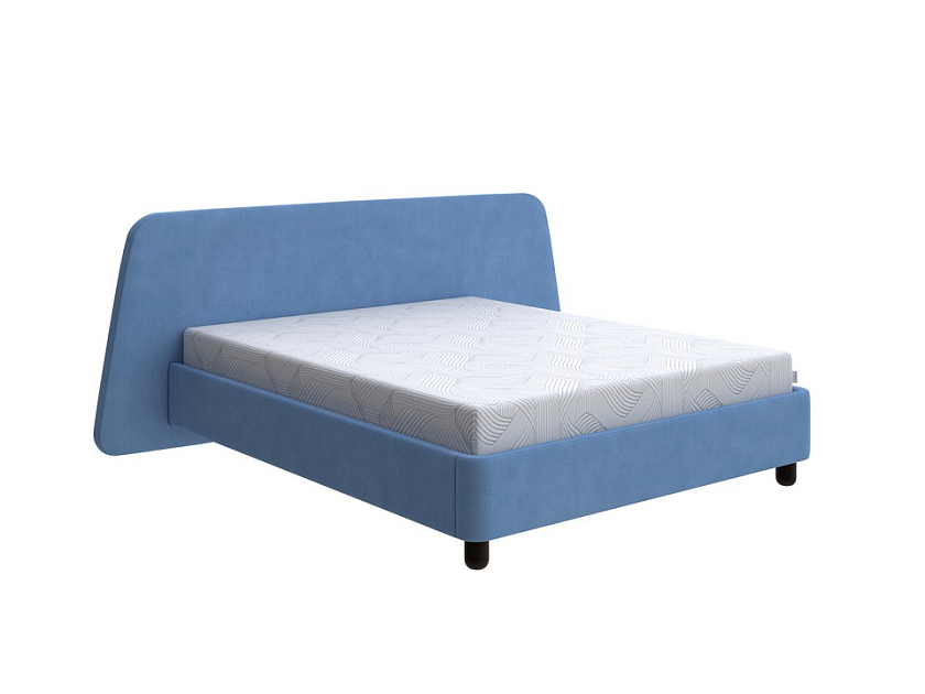 Кровать Sten Berg Right 160x190 Ткань/Массив (береза) Тетра Голубой/Венге - Мягкая кровать с необычным дизайном изголовья на правую сторону