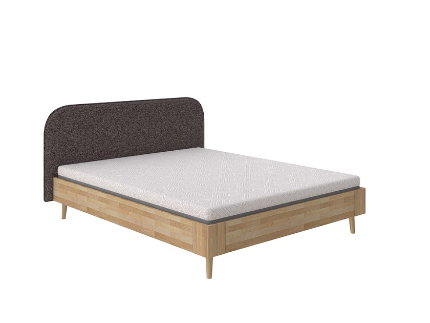 Кровать Lagom Plane Wood 160x200 Ткань/Массив Beatto Арабика/Масло-воск Natura (бук) - Оригинальная кровать без встроенного основания из массива сосны с мягкими элементами.