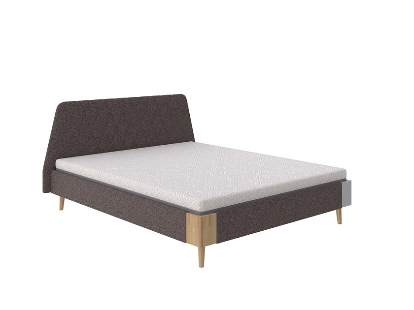 Кровать Lagom Hill Soft 160x200 Ткань/Массив Beatto Арабика/Масло-воск Natura (бук) - Оригинальная кровать в обивке из мебельной ткани.