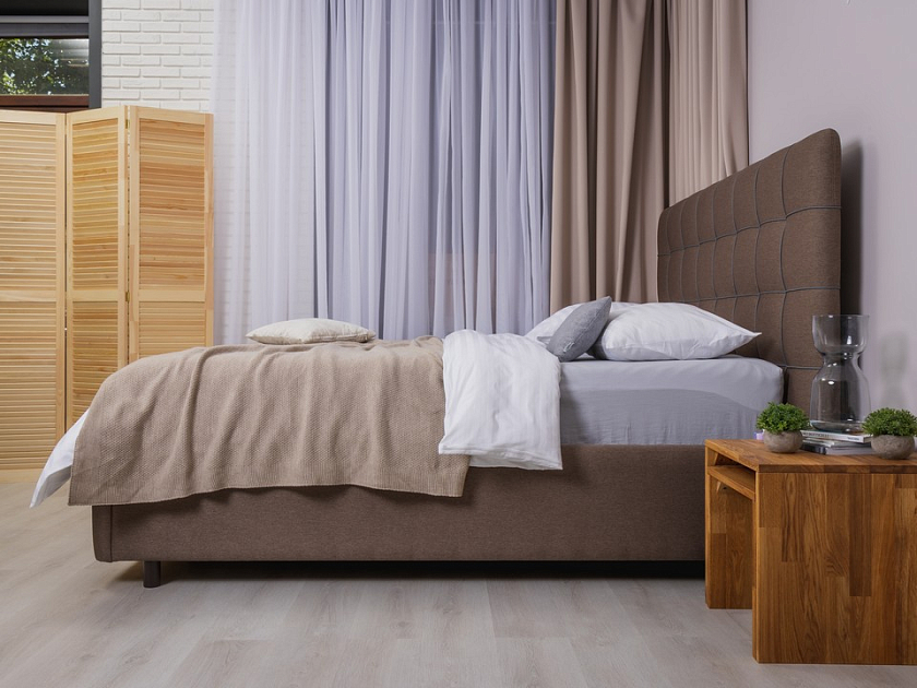 Кровать Leon 90x190 Ткань: Рогожка Levis 83 Светло-Серый - Современная кровать, украшенная декоративным кантом.
