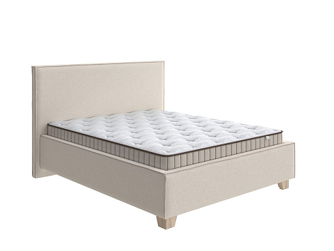 Большая двуспальная кровать Hygge Simple - Мягкая кровать с ножками из массива березы и объемным изголовьем