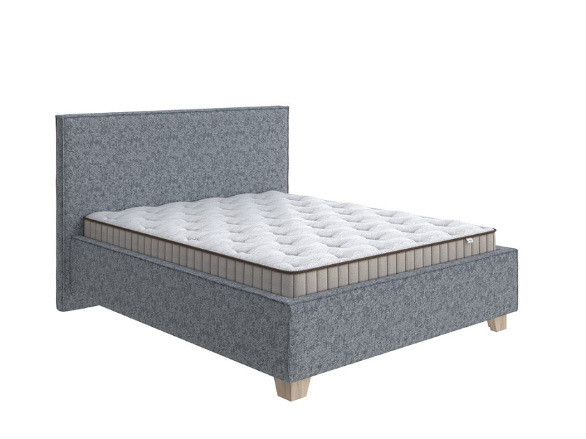 Кровать Hygge Simple 80x190 Ткань: Рогожка Levis 85 Серый - Мягкая кровать с ножками из массива березы и объемным изголовьем