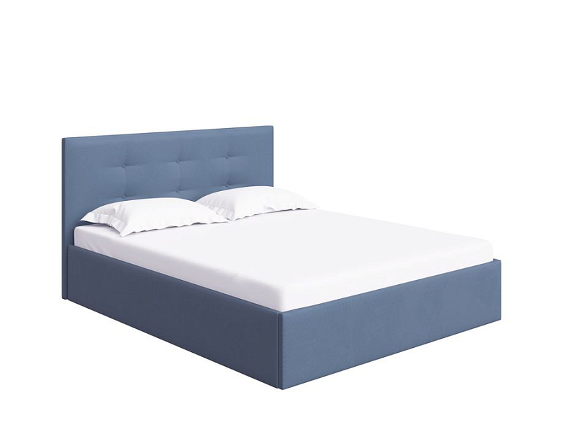 Кровать Forsa 140x200 Ткань: Рогожка Тетра Голубой - Универсальная кровать с мягким изголовьем, выполненным из рогожки.