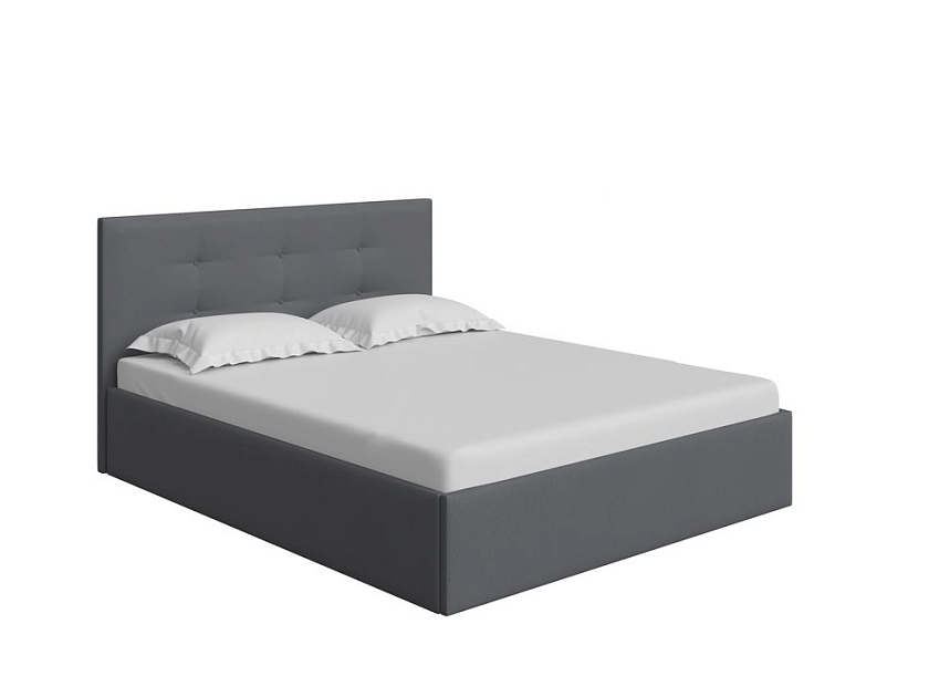 Кровать Forsa 140x200 Ткань: Рогожка Тетра Графит - Универсальная кровать с мягким изголовьем, выполненным из рогожки.
