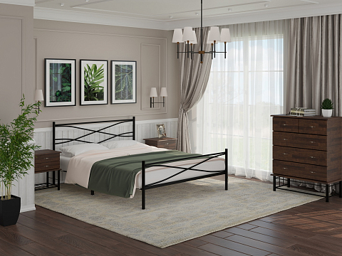Железная кровать Страйп - Изящная кровать с облегченной металлической конструкцией и встроенным основанием
