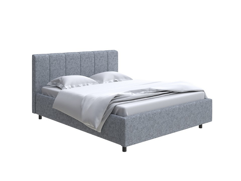 Кровать Nuvola-7 NEW 140x190 Ткань: Рогожка Levis 83 Светло-Серый - Современная кровать в стиле минимализм