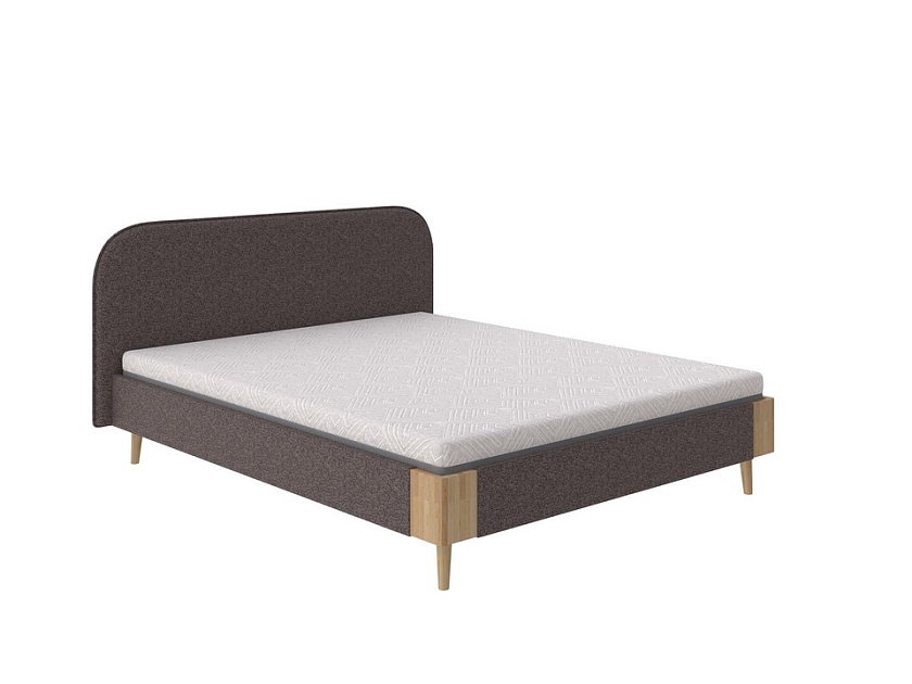 Кровать Lagom Plane Soft 160x200 Ткань/Массив Beatto Арабика/Масло-воск Natura (бук) - Оригинальная кровать в обивке из мебельной ткани.
